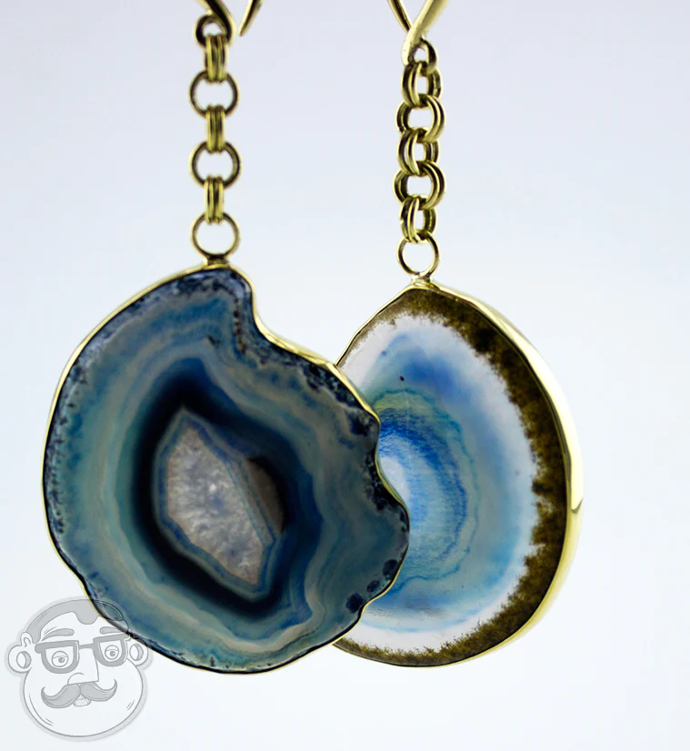 Blue Agate Stone Brass Hangers - Image 2