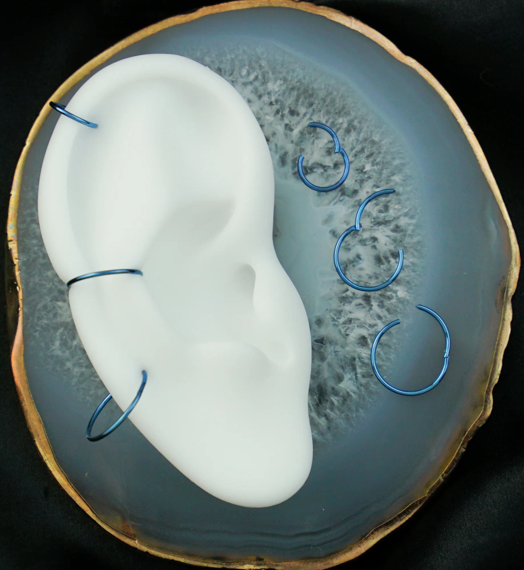 Blue Anodized Titanium Hinged Segment Hoop Ring - Image 2