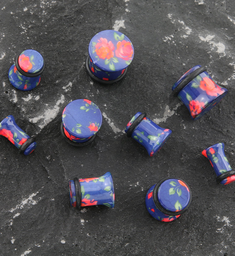 Blue Cherry Blossom Plugs - Single Flared - Image 2