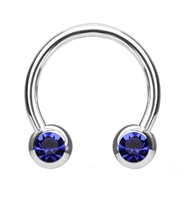 Blue CZ Steel Stainless Circular Barbell