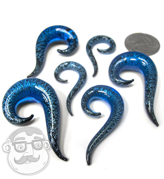 Blue Dichroic Glass Hook Plugs - Image 3