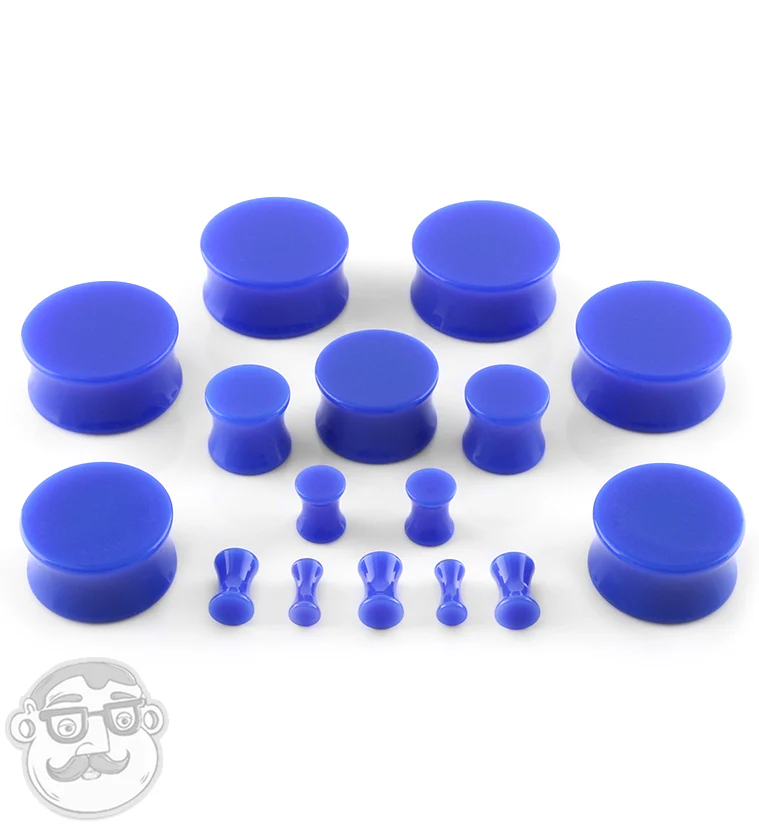 Blue Double Flare Solid Plugs - Image 2