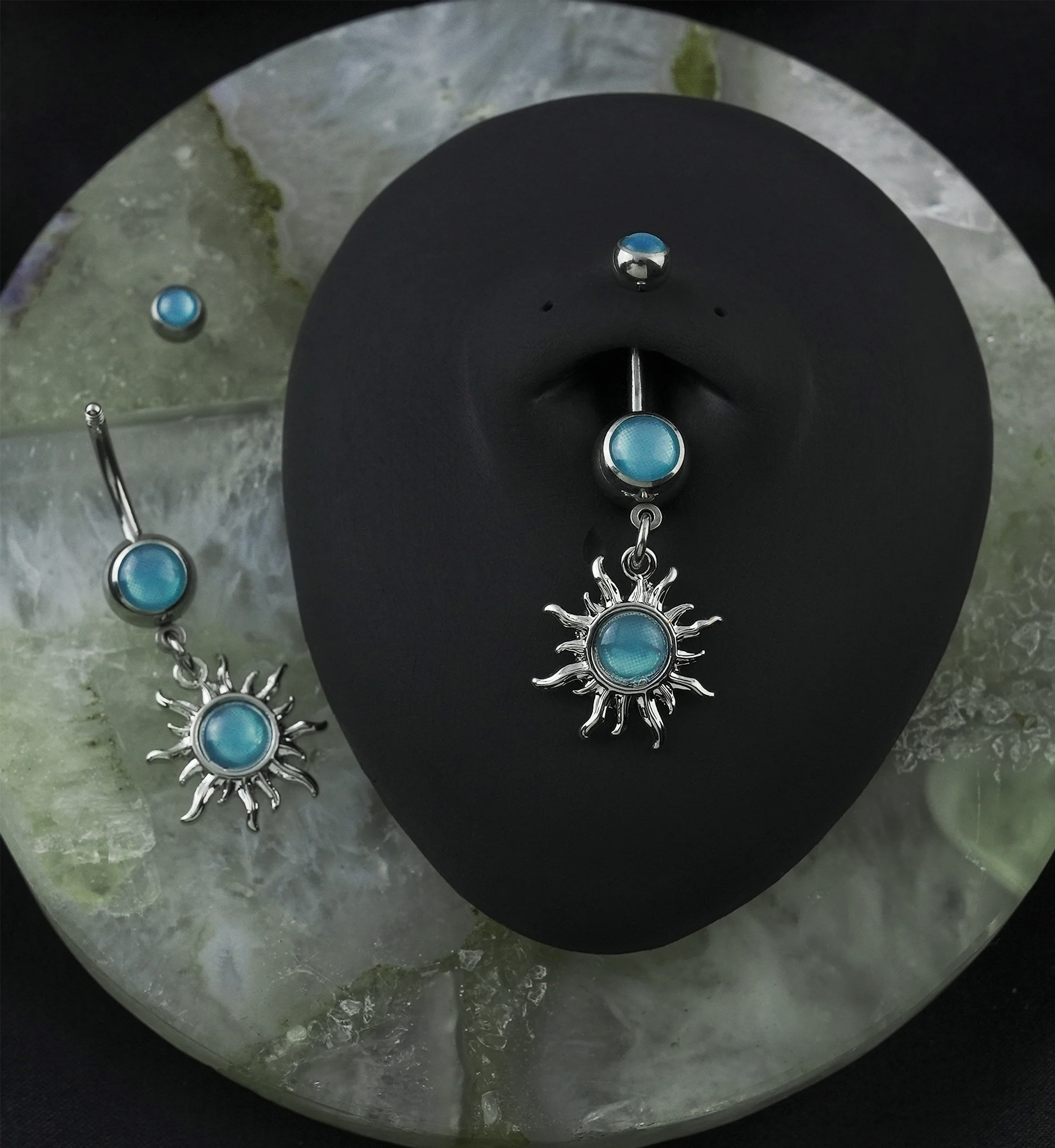 Blue Escent Solar Sun Belly Ring - Image 2
