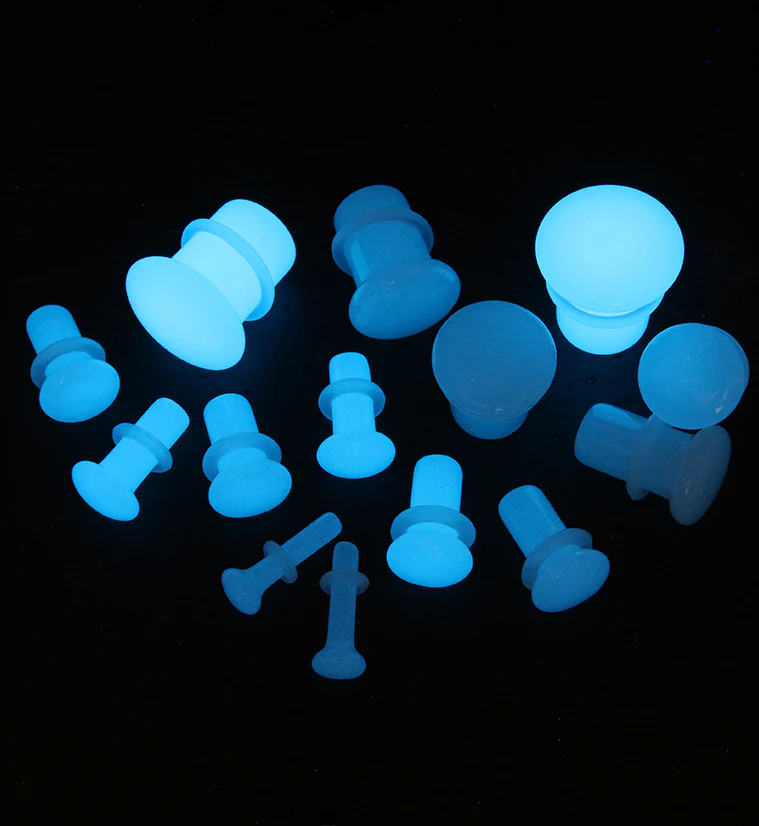 Blue Glow in the Dark Glass Plugs - Single Flare - Image 3