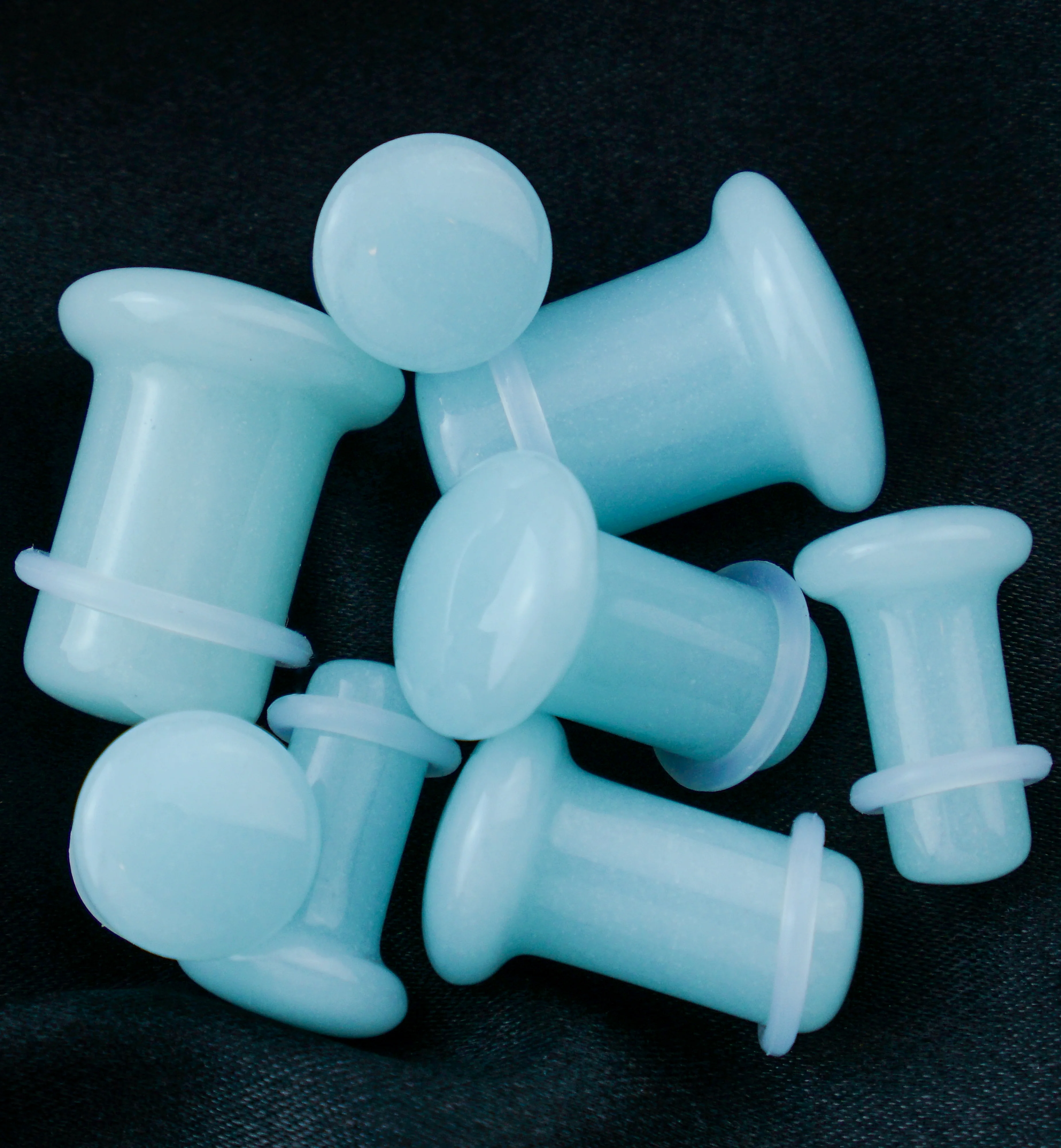 Blue Glow in the Dark Glass Plugs - Single Flare - Image 4