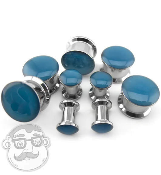 Blue Glow In The Dark Steel Plugs - Image 2