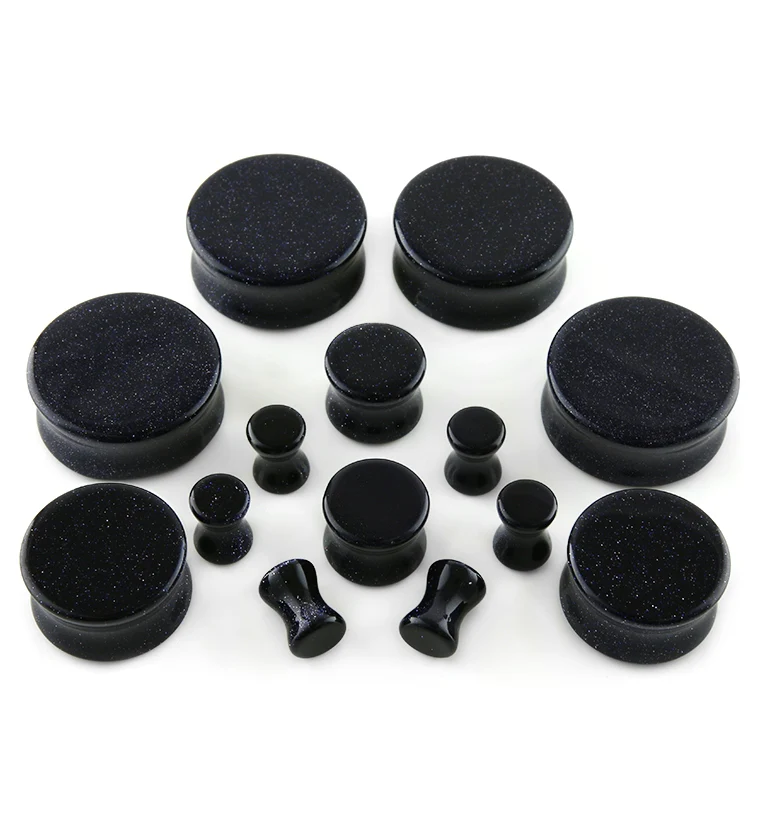 Blue Goldstone Glass Plugs - Image 3