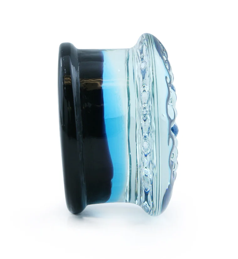 Blue Honeycomb Glass Double Flare Plugs - Image 4
