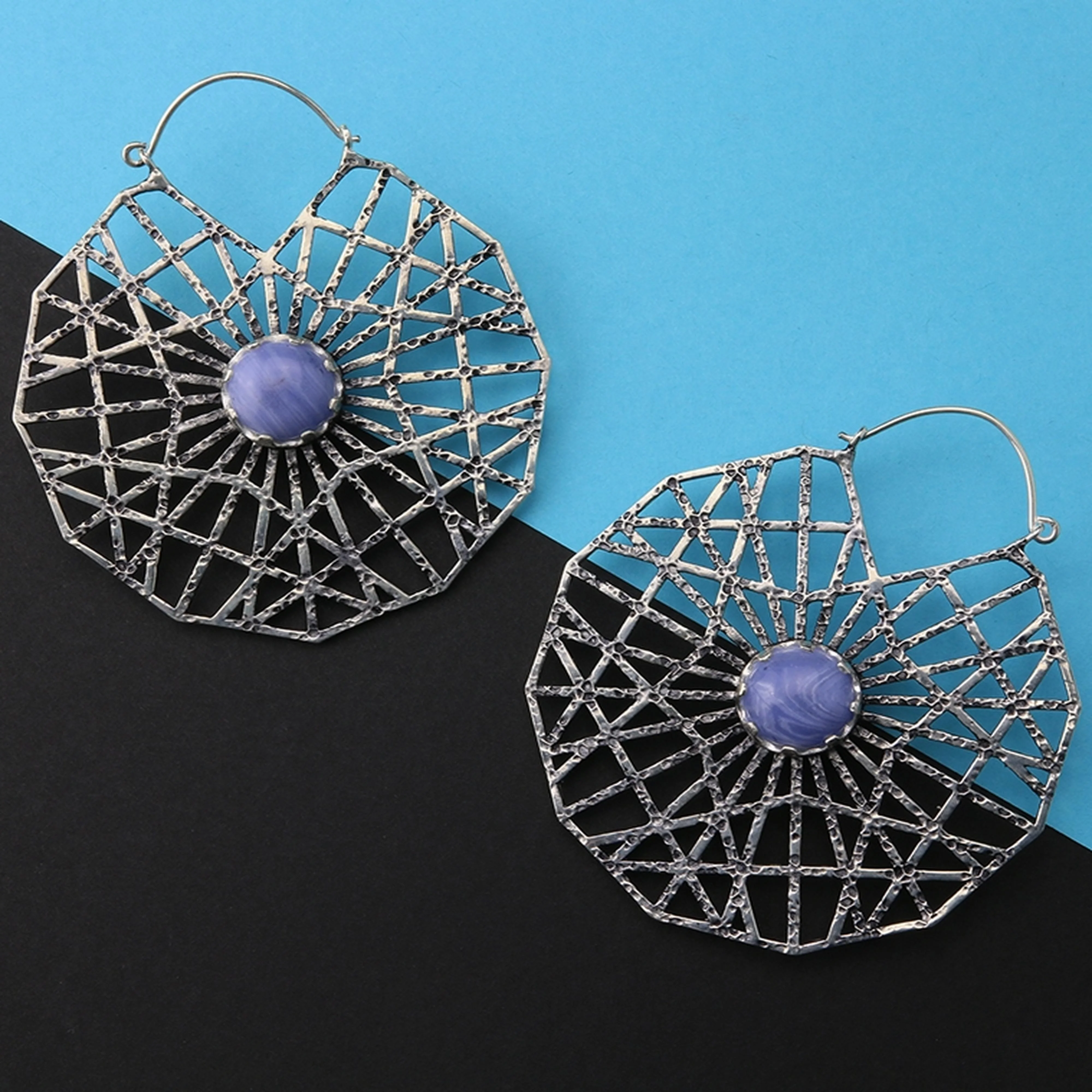 Blue Line Agate Arenaceous Earrings - Weights - Image 2