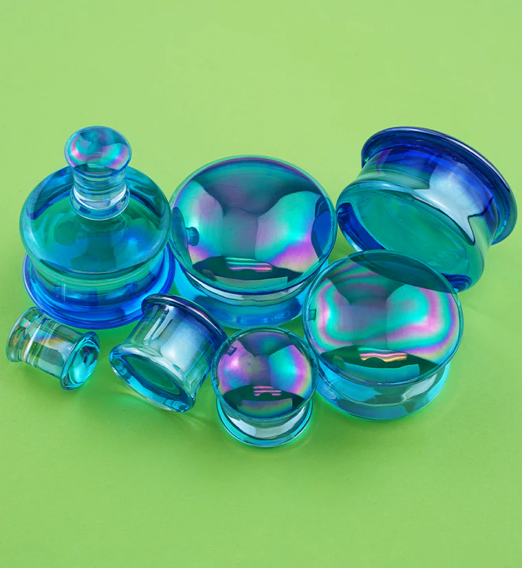 Blue Oil Splash Glass Plugs - Image 2