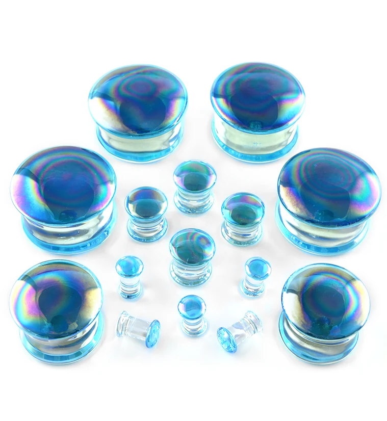 Blue Oil Splash Glass Plugs - Image 3