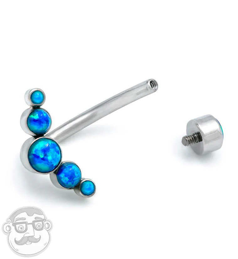 Blue Opal Cluster Belly Button Ring - Image 2