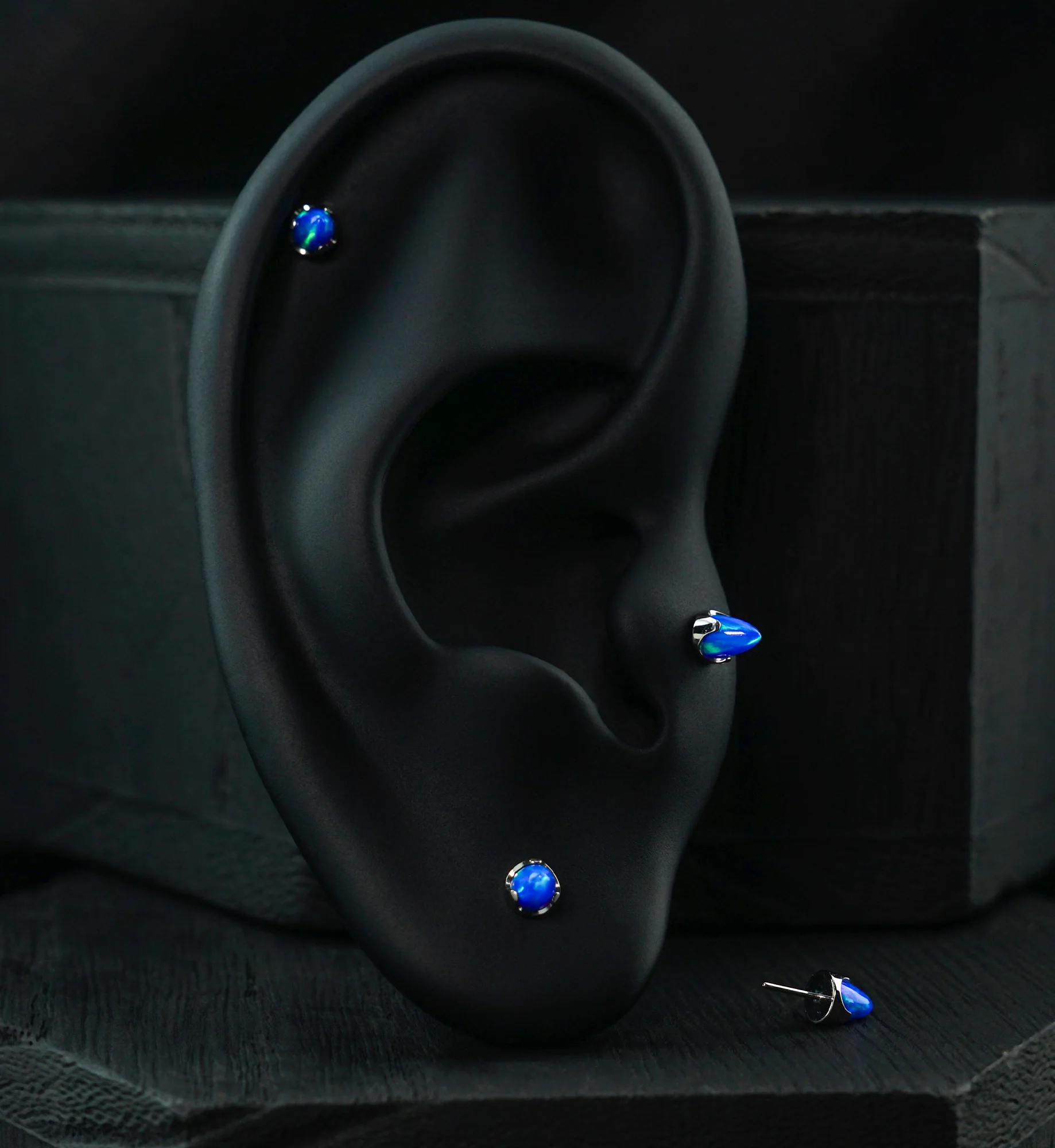Blue Opalite Bullet Titanium Threadless Top - Image 2