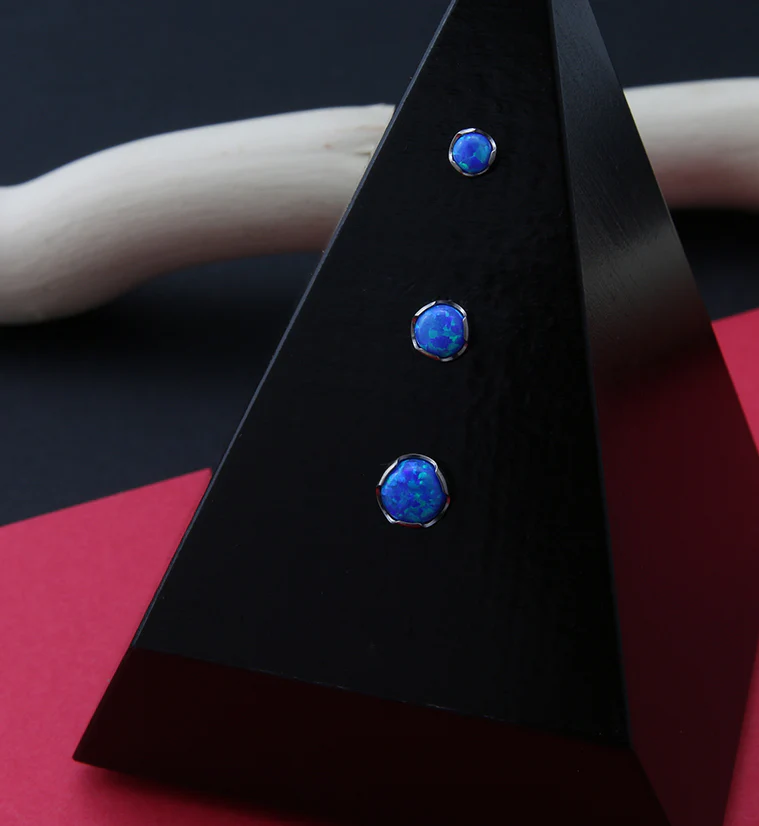 Blue Opalite Dome Titanium Threadless Top - Image 2