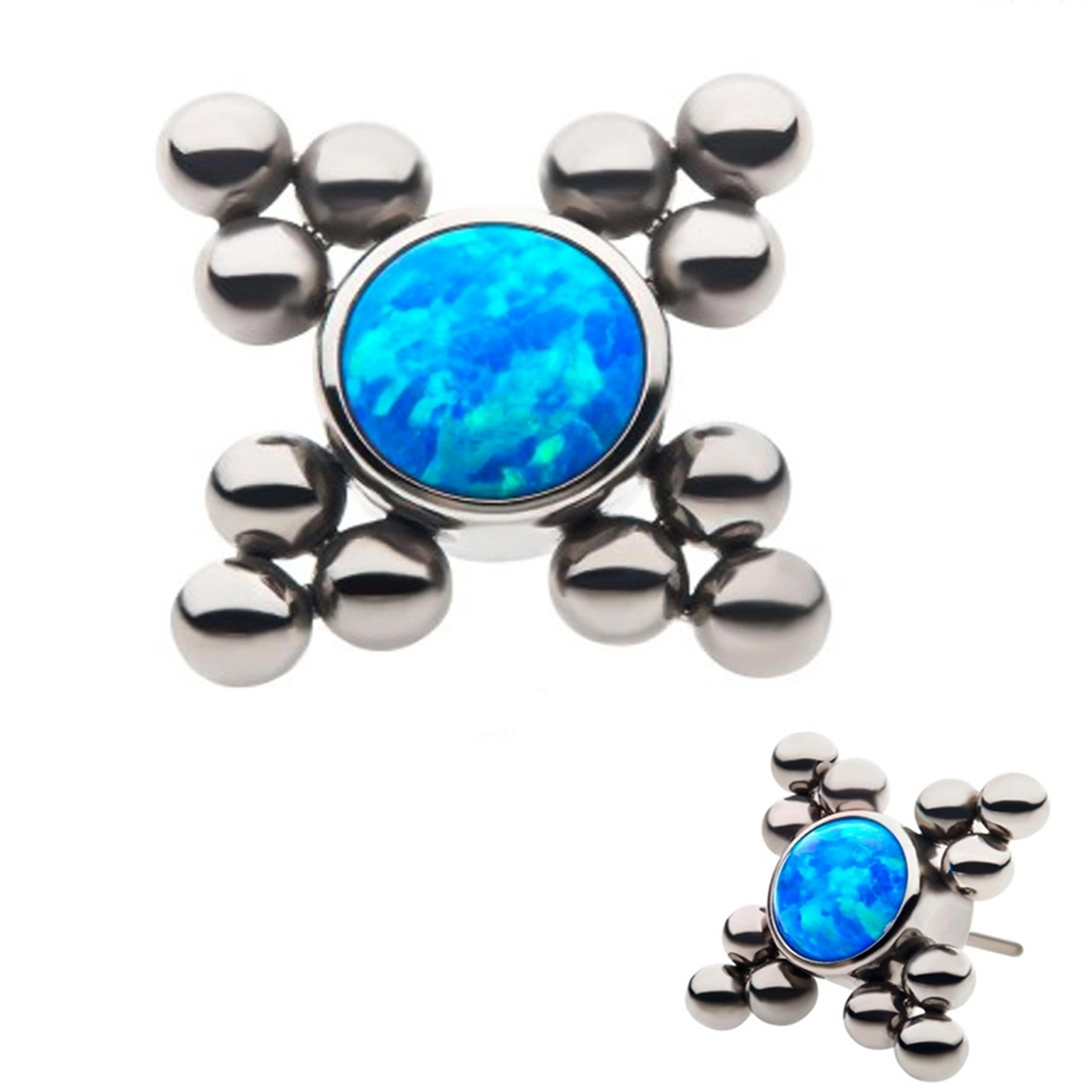 Blue Opalite Quad Titanium Threadless Top
