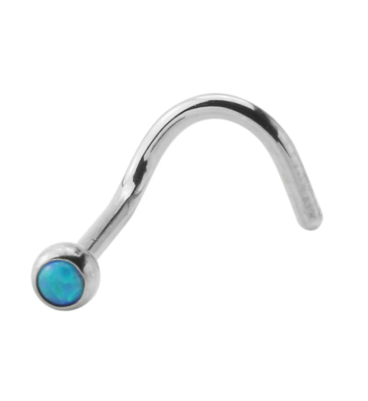 Blue Opalite Titanium Nose Screw Ring