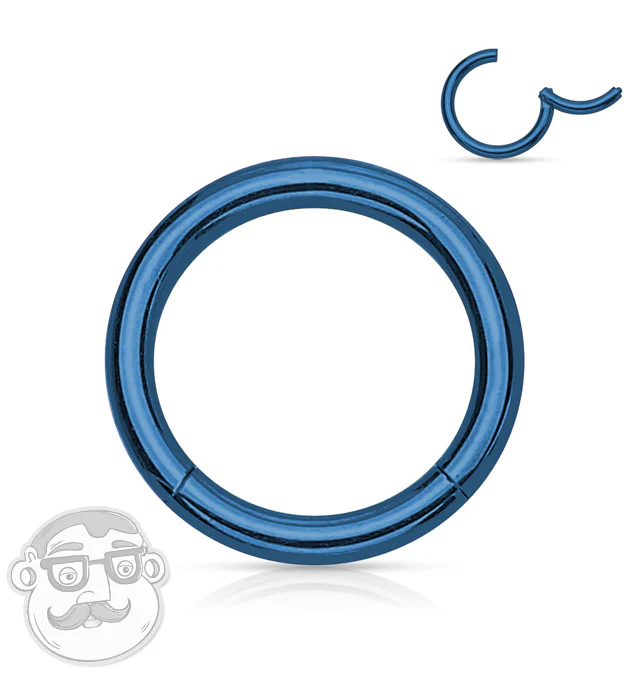 Blue PVD Hinged Stainless Steel Segment Hoop Ring - Image 3