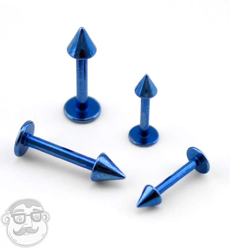 Blue PVD Spike Labret Flatback - Image 5