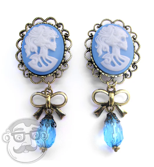 Blue Skeleton Goddess Dangle Plugs - Image 2
