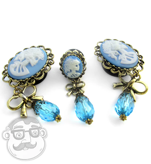 Blue Skeleton Goddess Dangle Plugs - Image 3