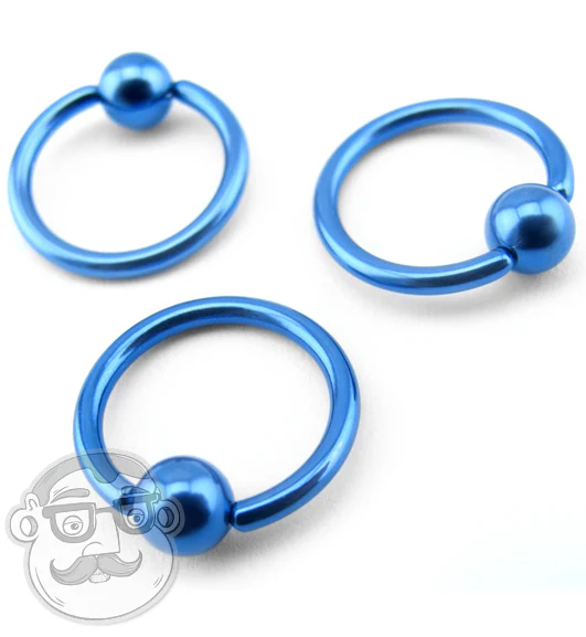 Blue Titanium Captive Ring - Image 3