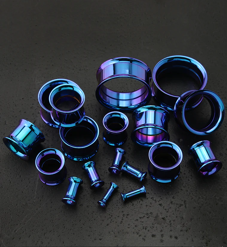 Blurple Anodized Stainless Steel Internally Threaded Tunnel Plugs - Image 2