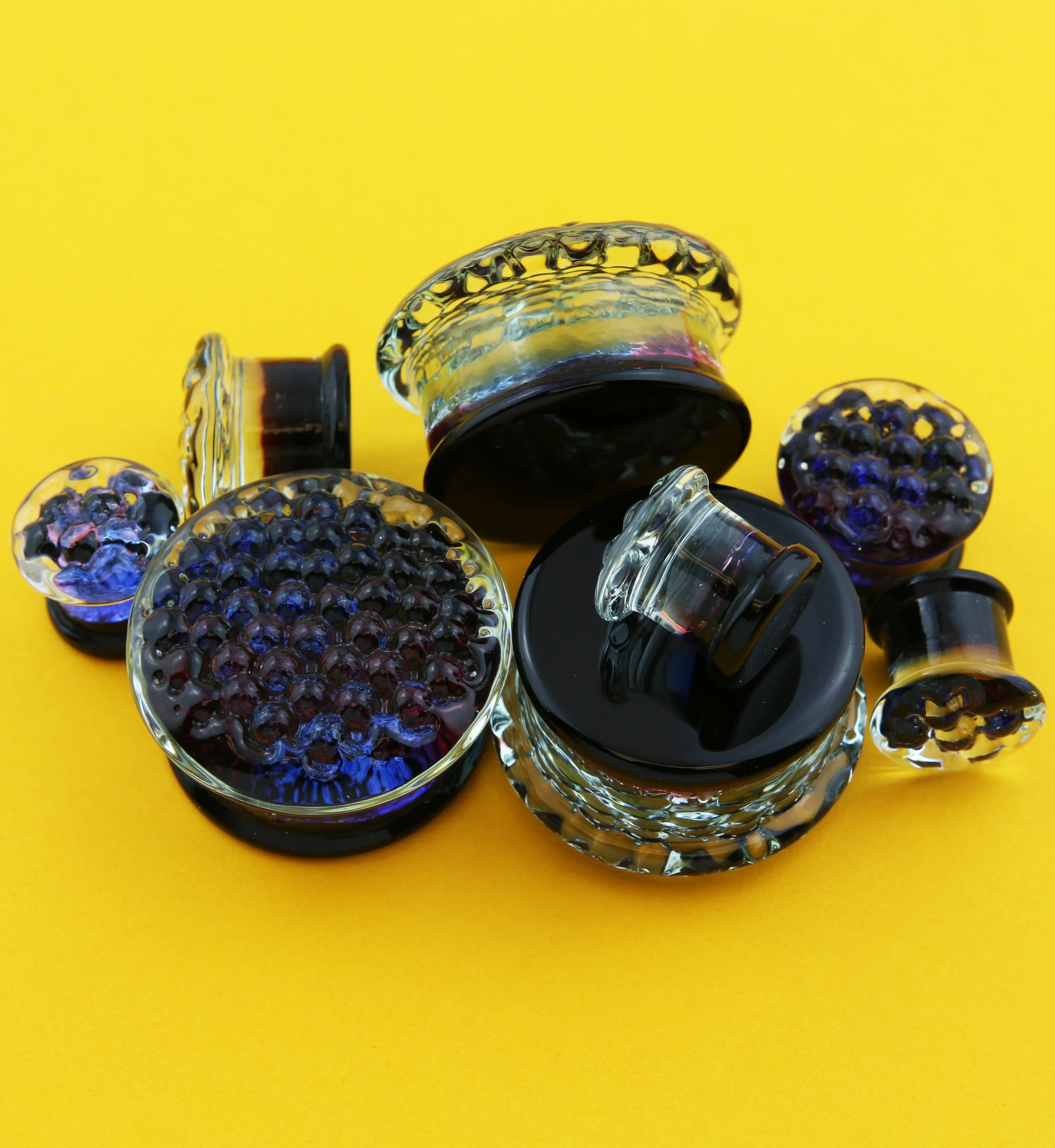 Blurple Hammered Glass Double Flare Plugs - Image 2