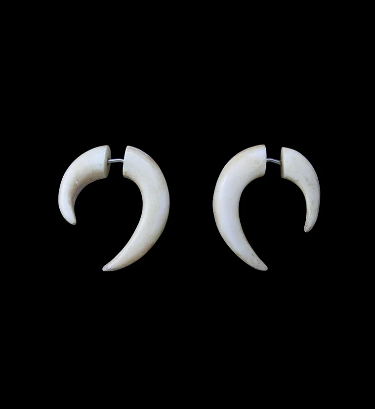 Hook Fake Gauge Bone Tribal Earrings