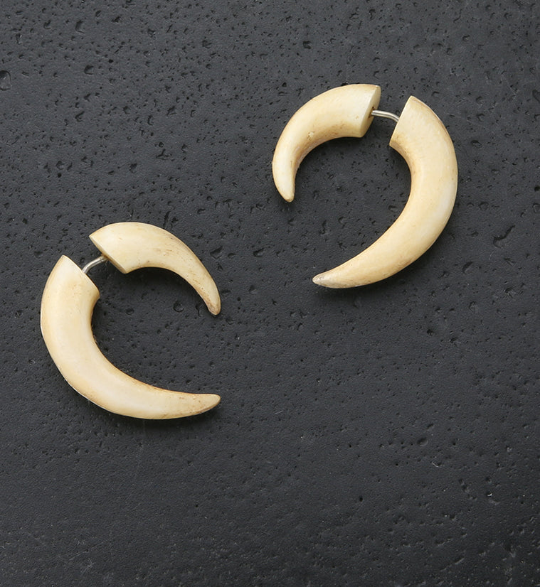 Hook Fake Gauge Bone Tribal Earrings - Image 2