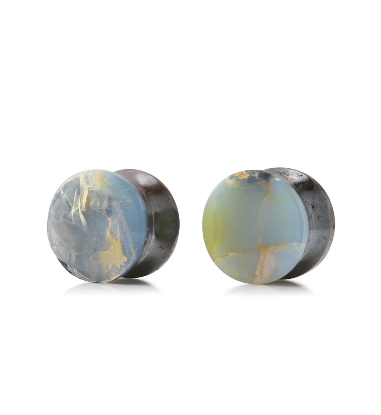 Boulder Opal Stone Plugs 1/2" (12.5mm) Version 8 - Image 2