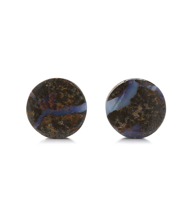 Boulder Opal Stone Plugs 9/16" (14mm) Version 1