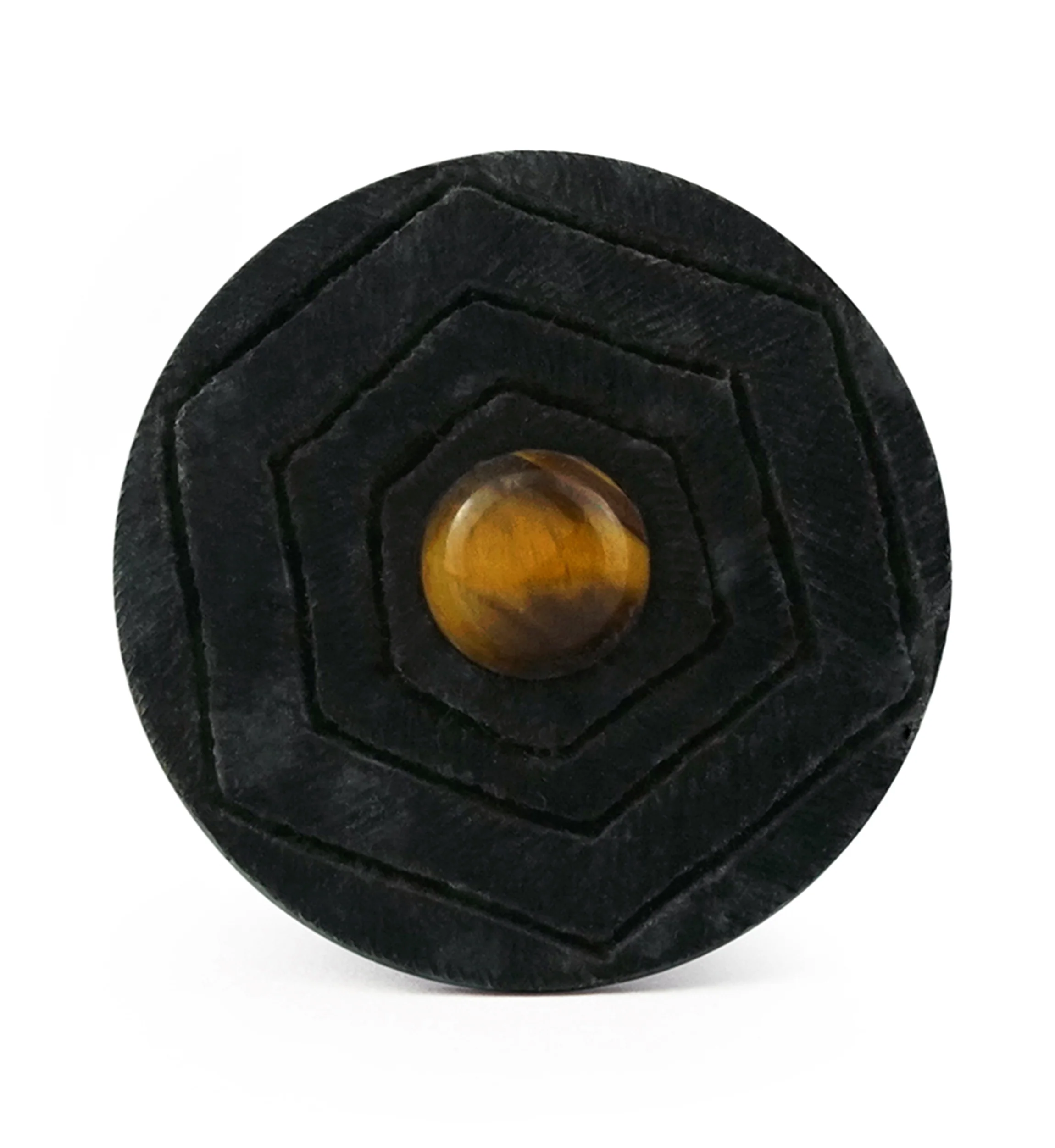Boundary Geo Tiger Eye Stone Inlay Areng Wood Mayan Flare Plugs - Image 3