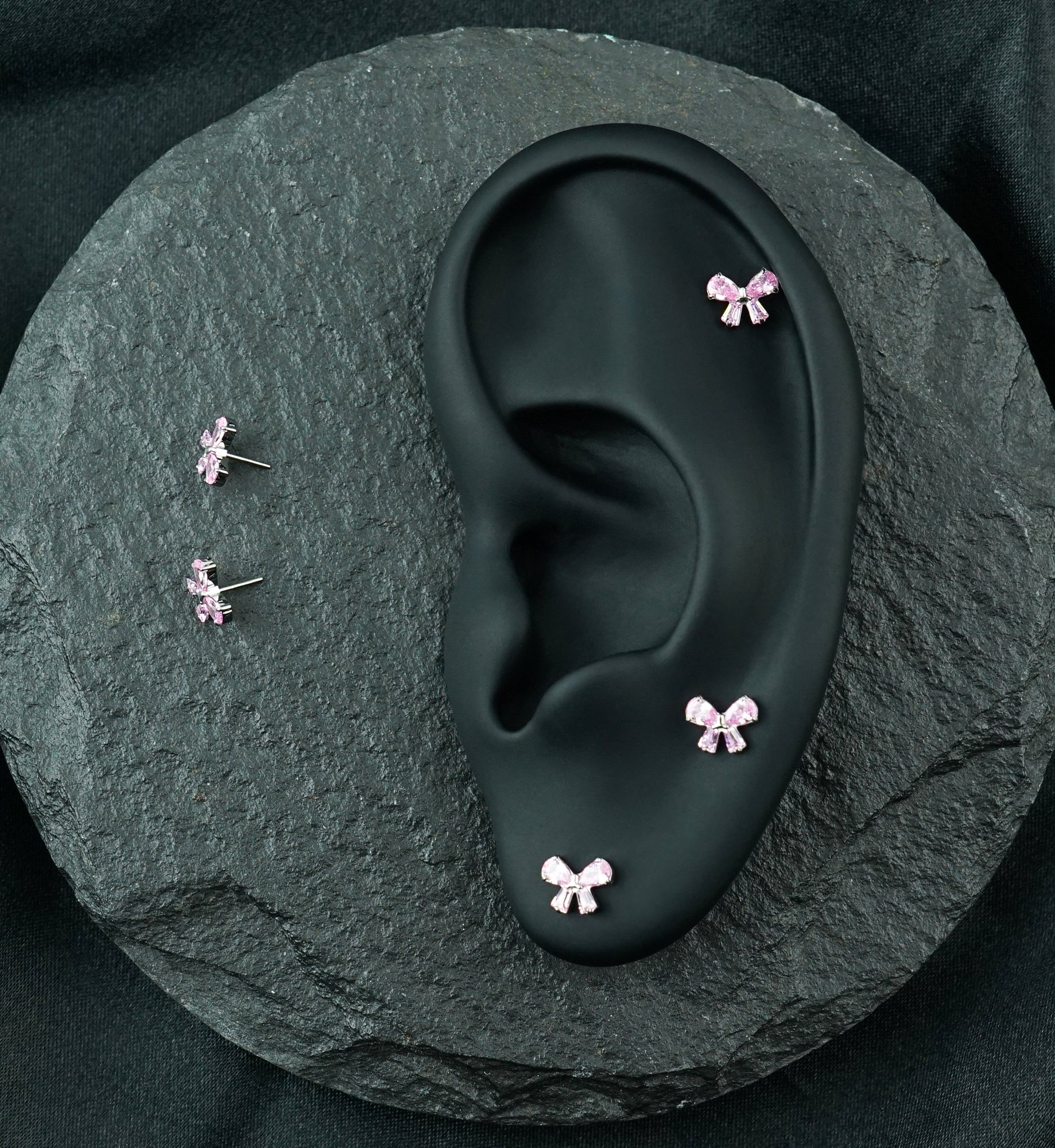 Bow Pink CZ Titanium Threadless Top - Image 2