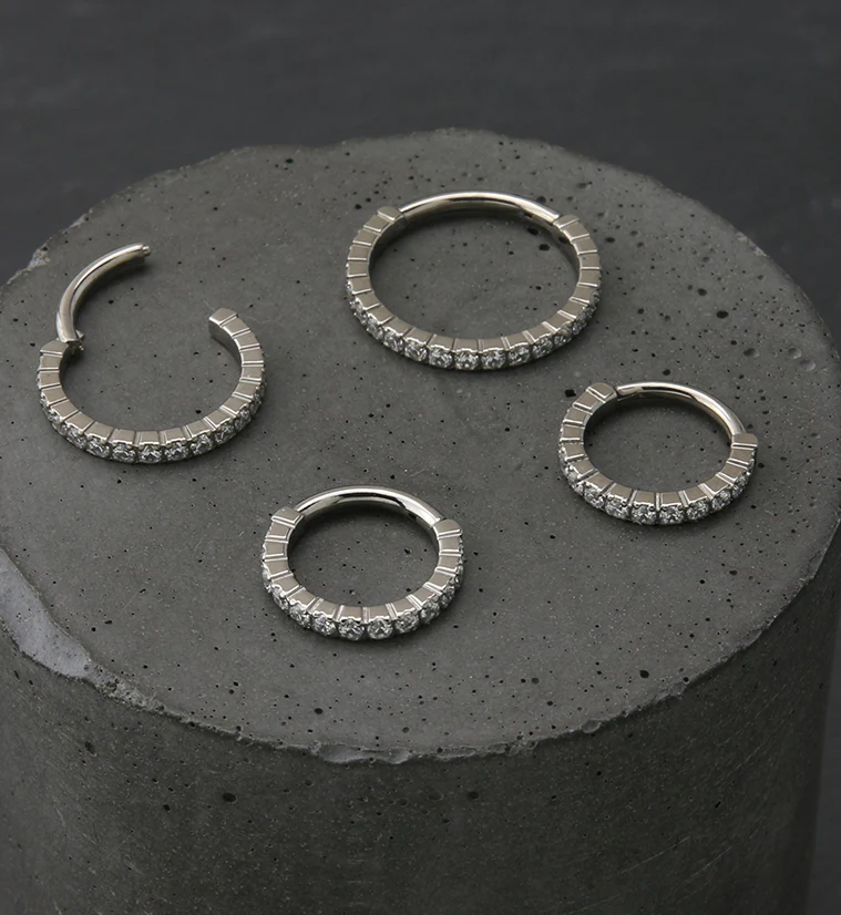 Bracketed Side Facing CZ Titanium Hinged Segment Ring - Image 2