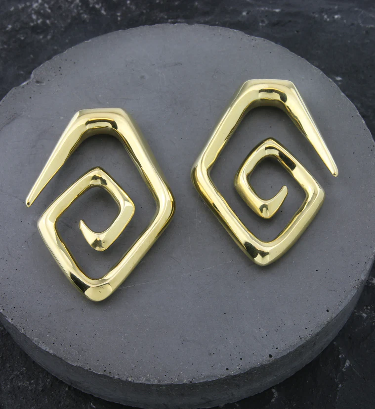 Brass Oval Spiral Ear Weights - Image 2