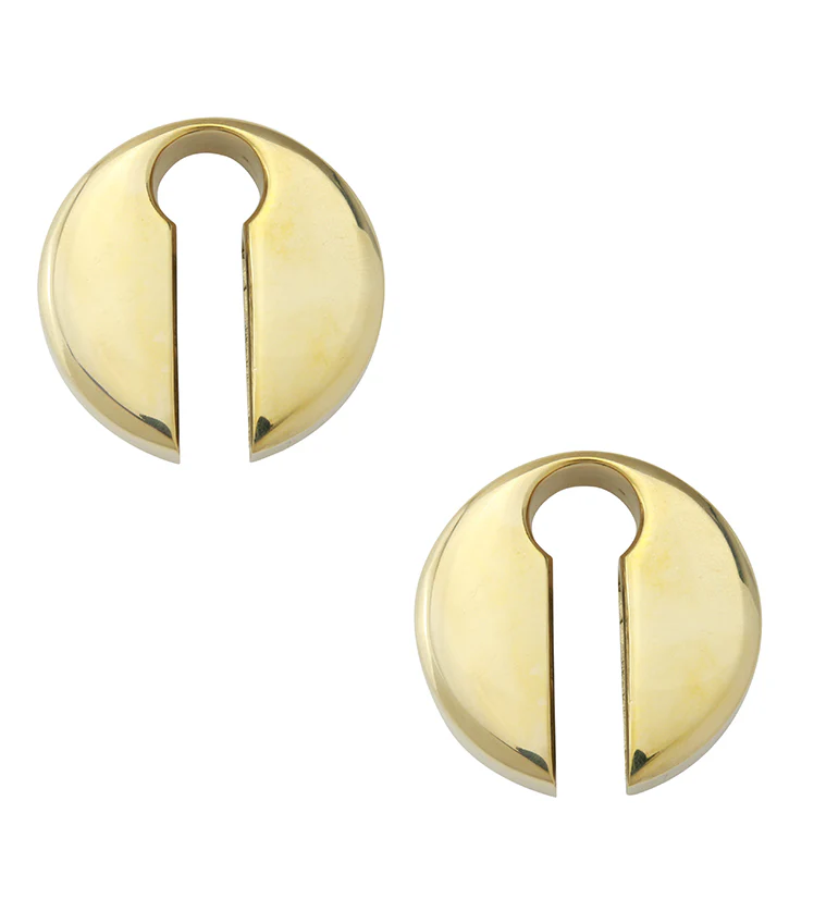 Broad Keyhole Brass Ear Weights - Image 4