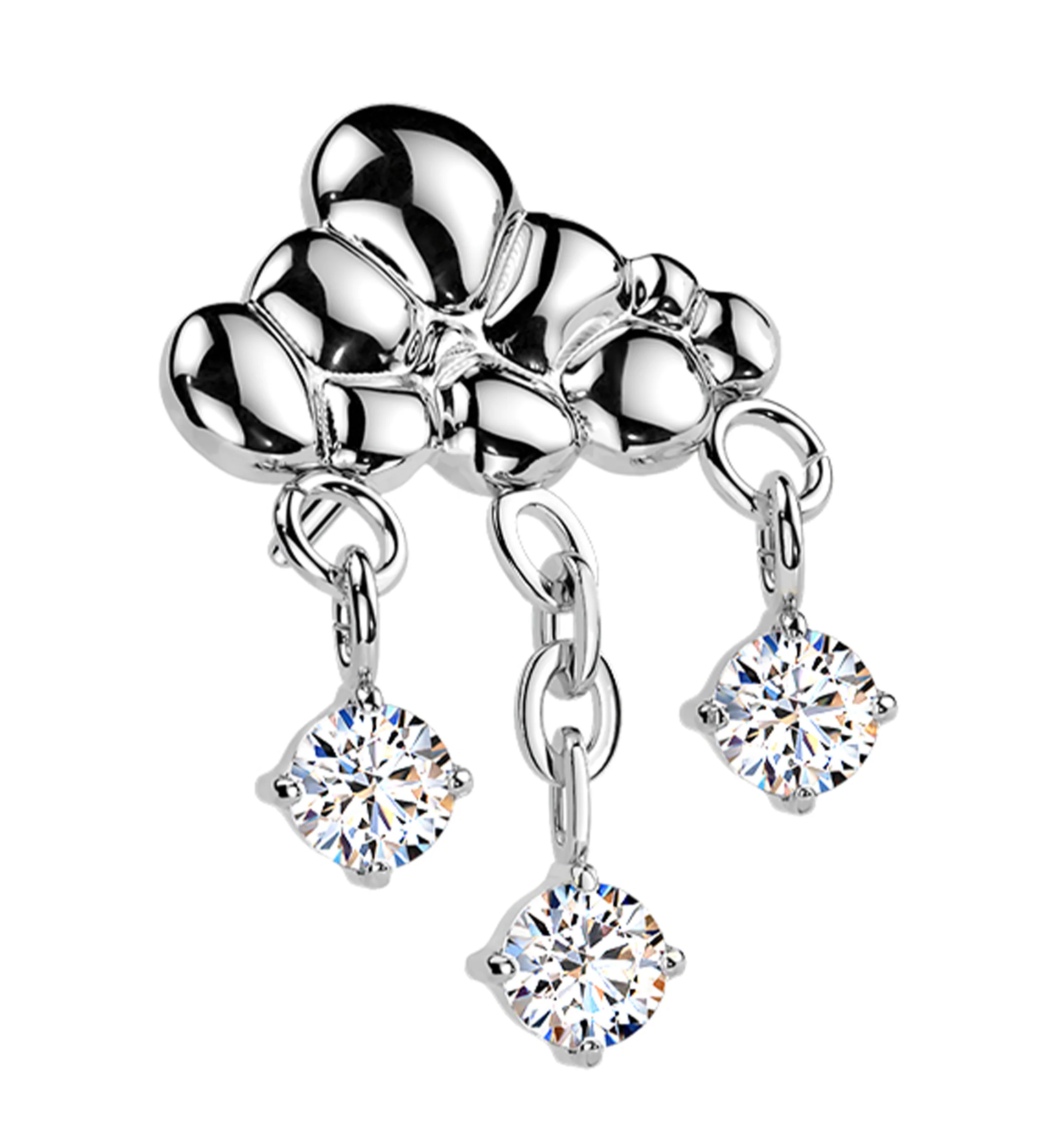 Storm Cloud Dangle Clear CZ Titanium Threadless Top