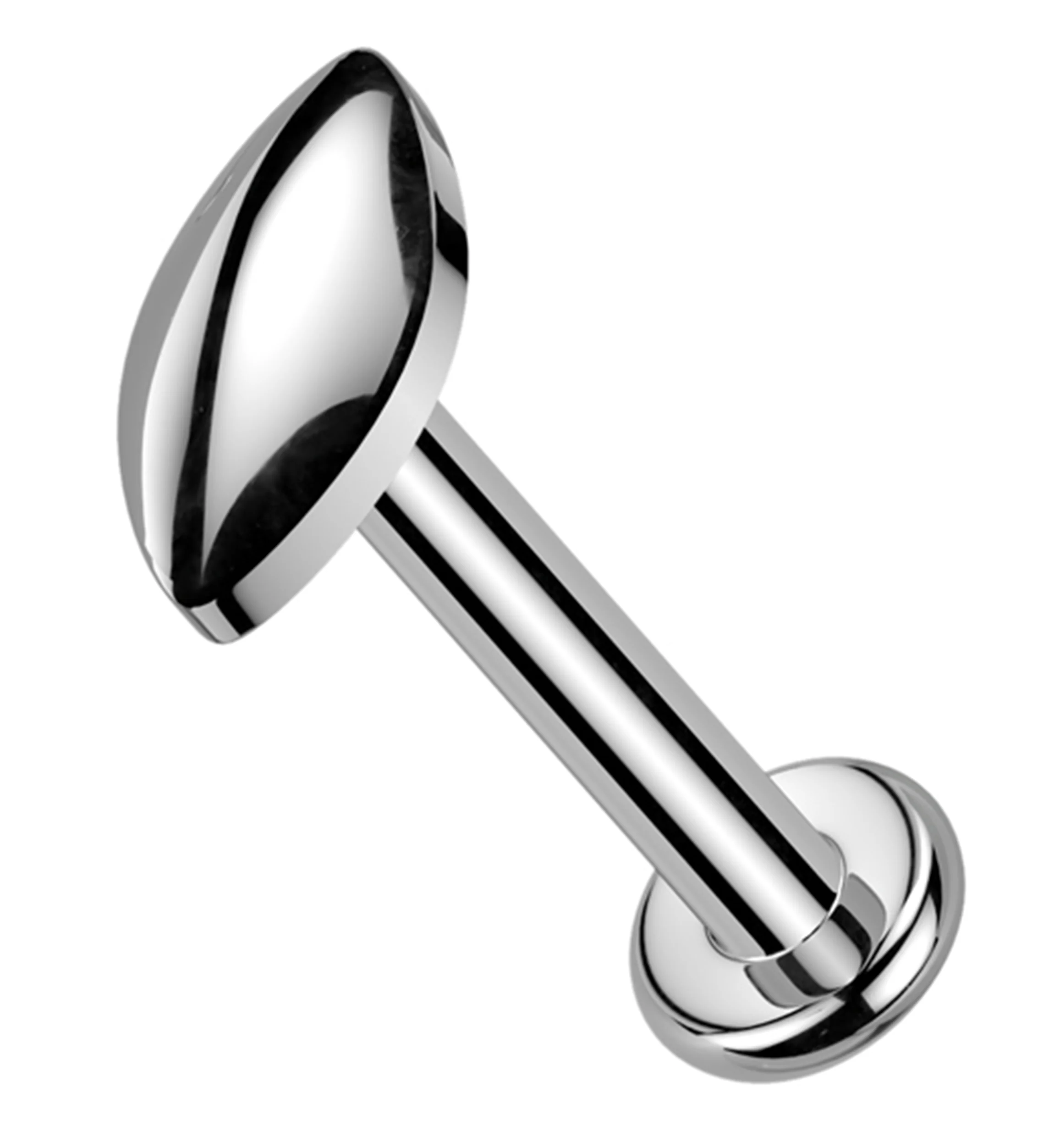 Compact Marquise Internally Threaded Titanium Flat Disk Labret