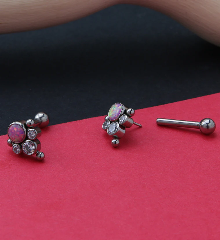Bundle Pink Opalite Titanium Threadless Barbell - Image 2