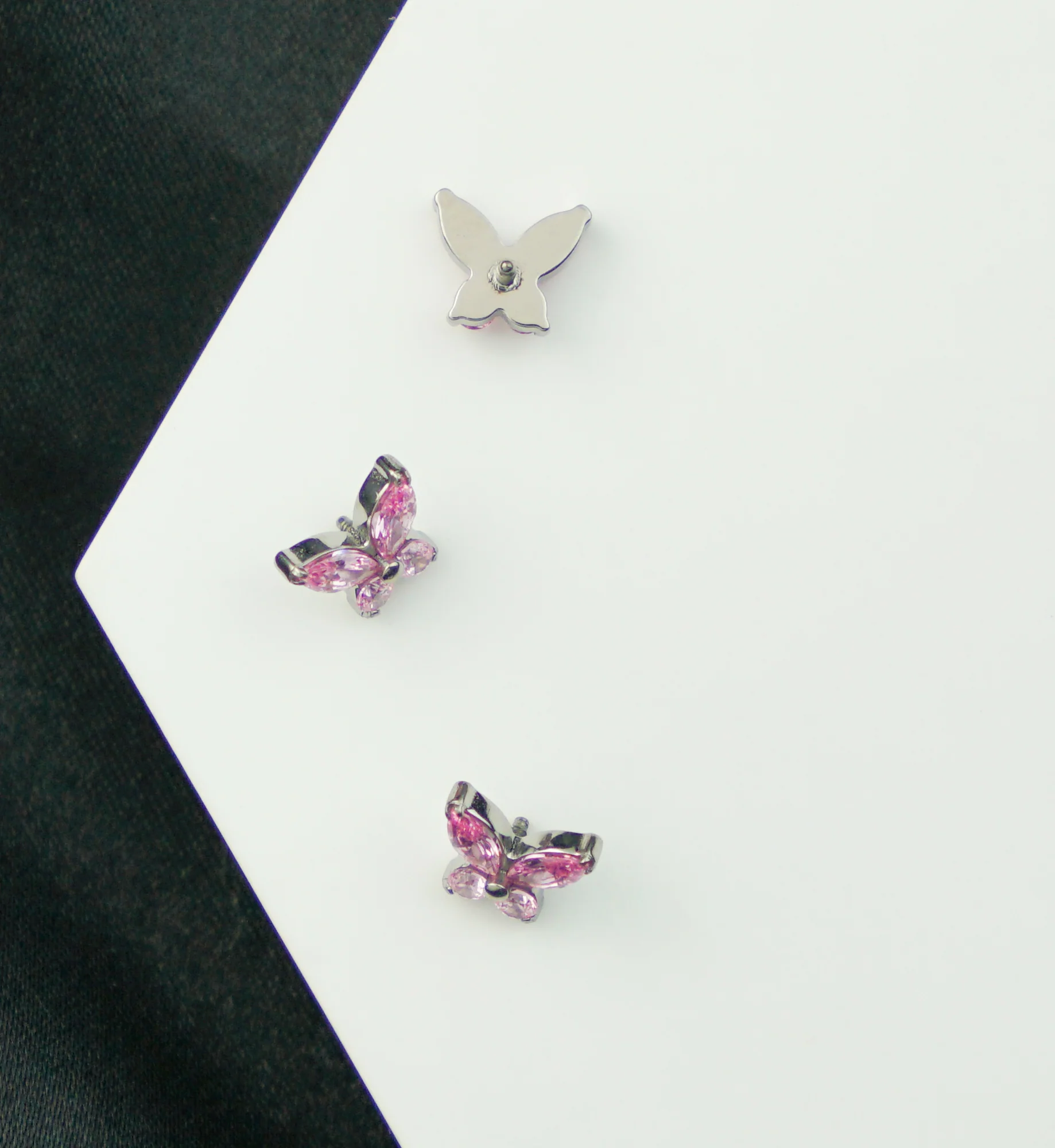 Butterfly Pink CZ Internally Threaded Titanium Top - Image 2