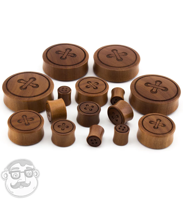 Button Engraved Wood Plugs - Image 3