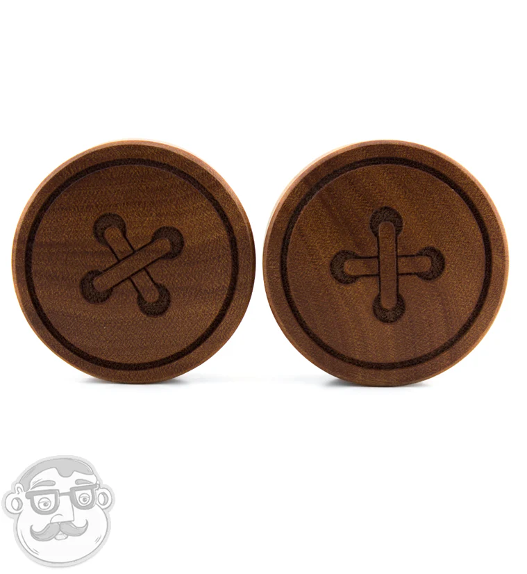Button Engraved Wood Plugs - Image 4