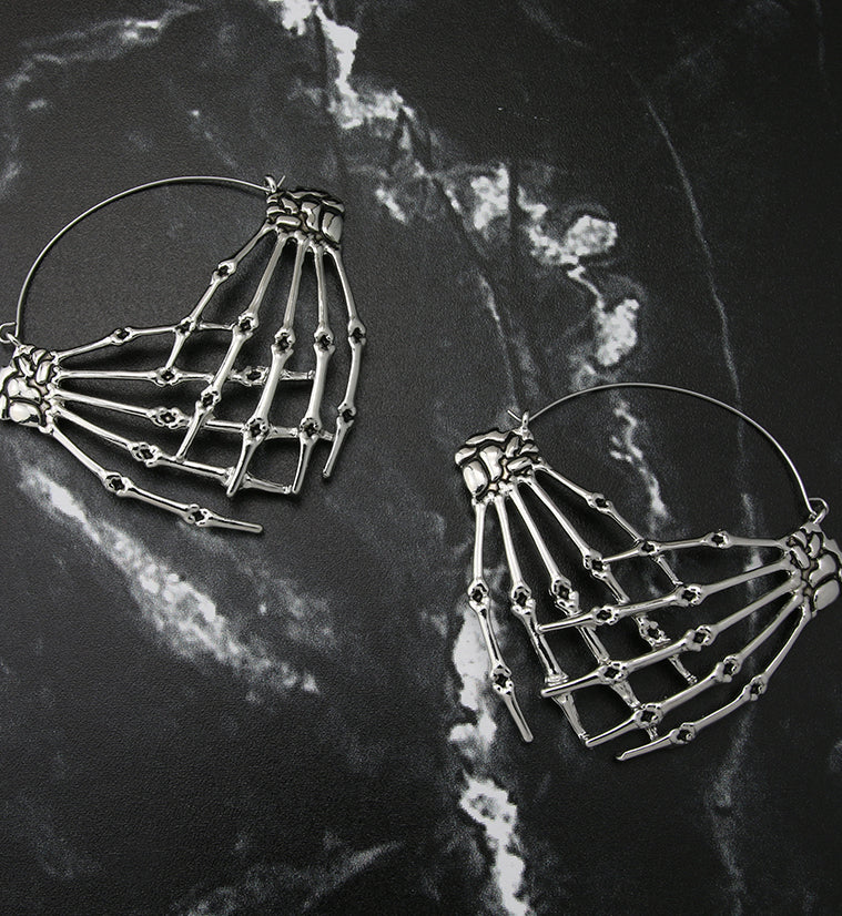 Calm Skeleton Hands Plug Hoops - Image 2