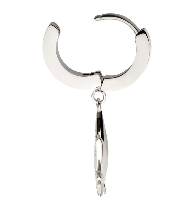 Cannabis Leaf Stainless Steel Hoop Huggie Earrings - Image 3