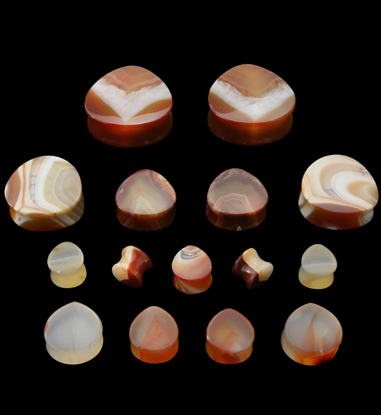 Carnelian Agate Stone Teardrop Plugs - Image 5