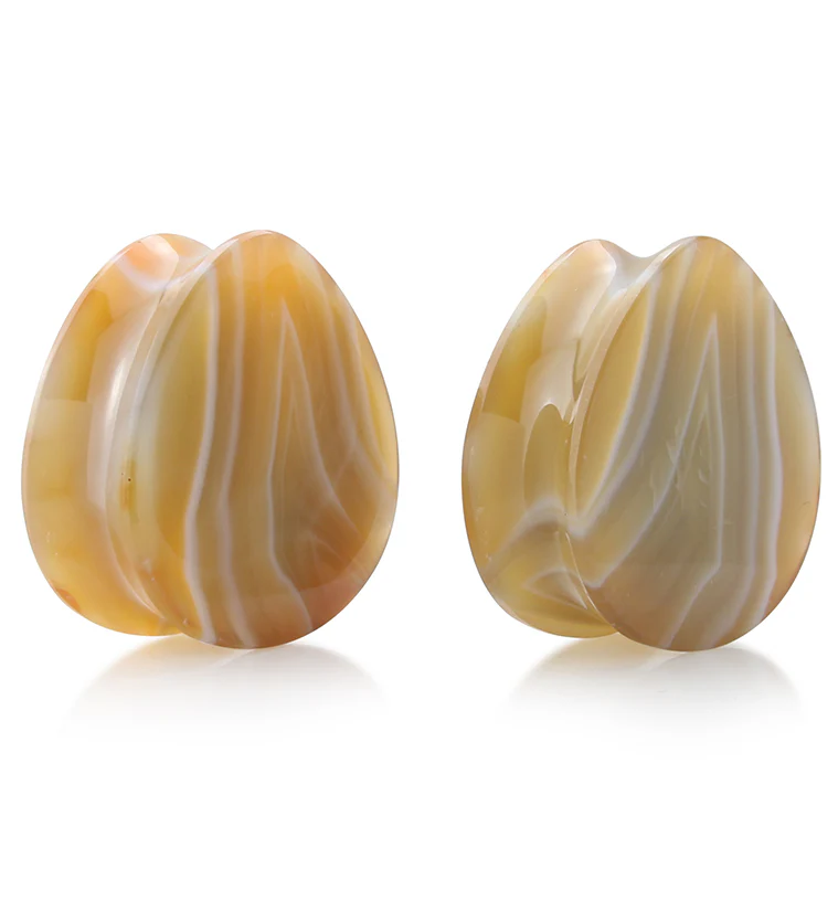 Carnelian Agate Stone Teardrop Plugs - Image 6