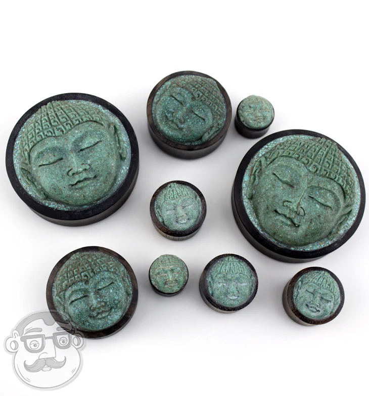 Carved Buddha Wood Plugs - Image 5