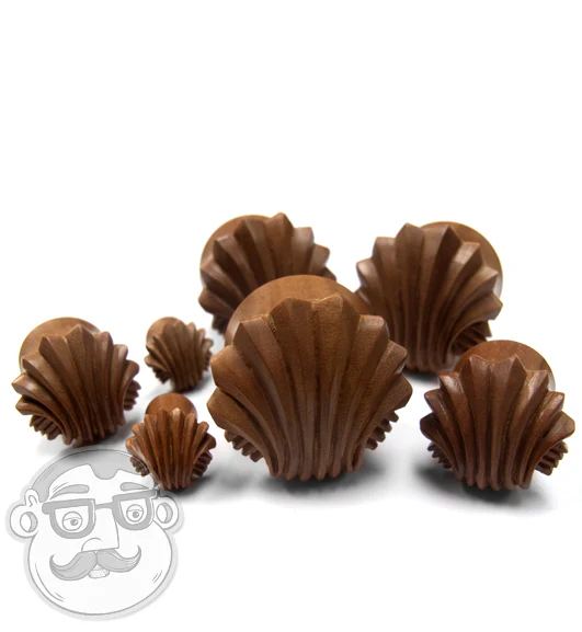 Carved Sea Shell Wood Plugs - Image 6