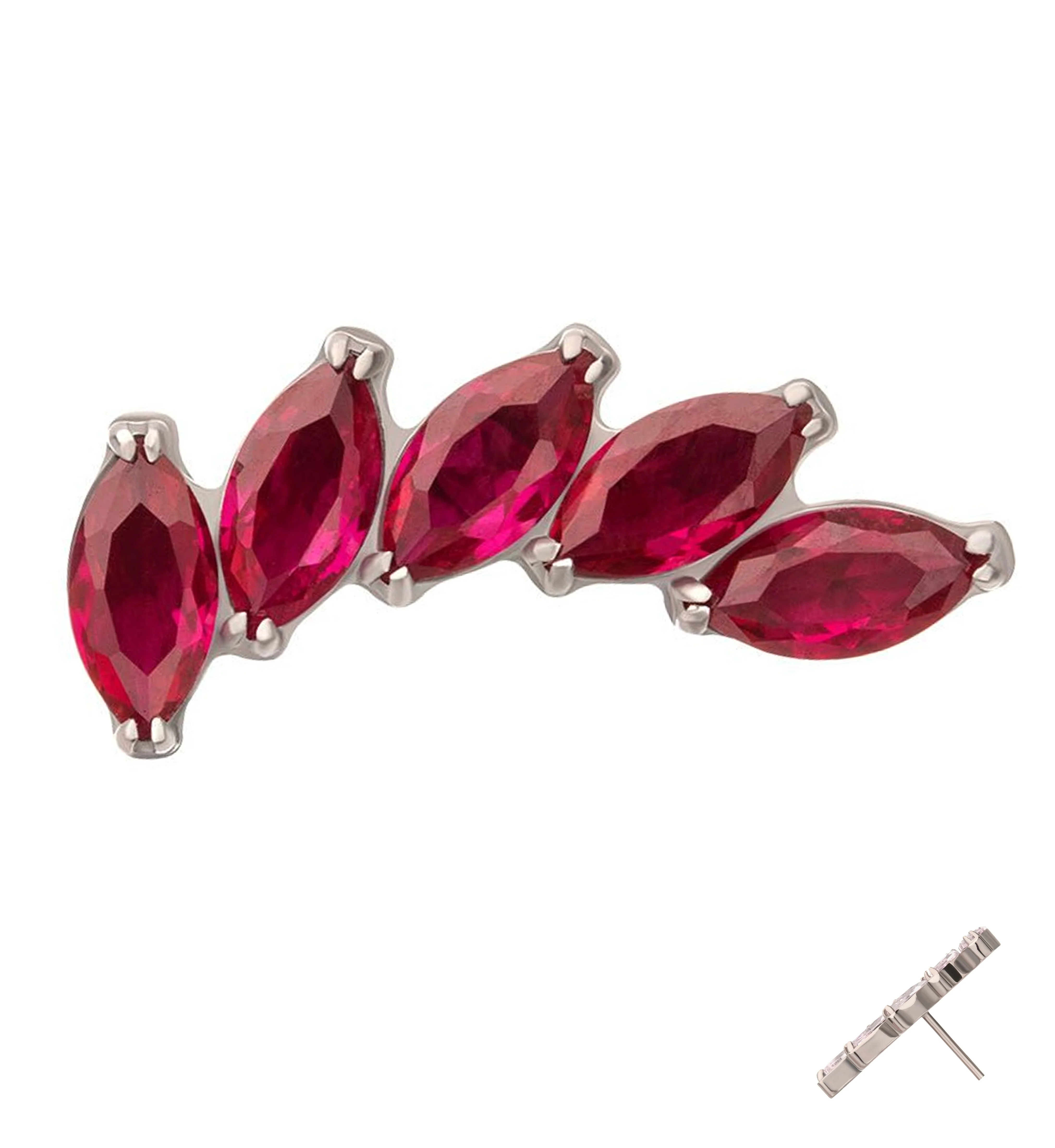 Cascade Ruby Red CZ Titanium Threadless Top