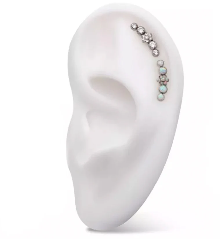 Centered Flower Arch Clear CZ Titanium Threadless Top - Image 3